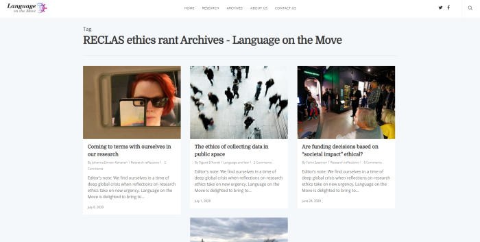 Screenshot of Language on the Move website